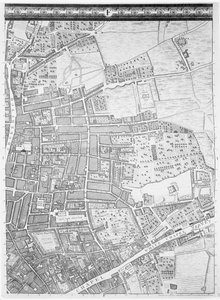 Carte de Shoreditch et Whitechapel, Londres, 1746